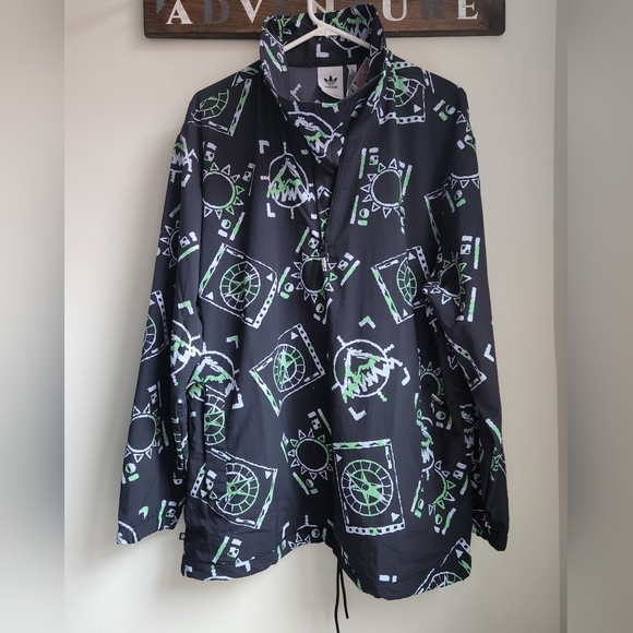 Adidas Adventure Allover Print Archive Anorak Windbreaker Jacket Size Large - Picture 3 of 10
